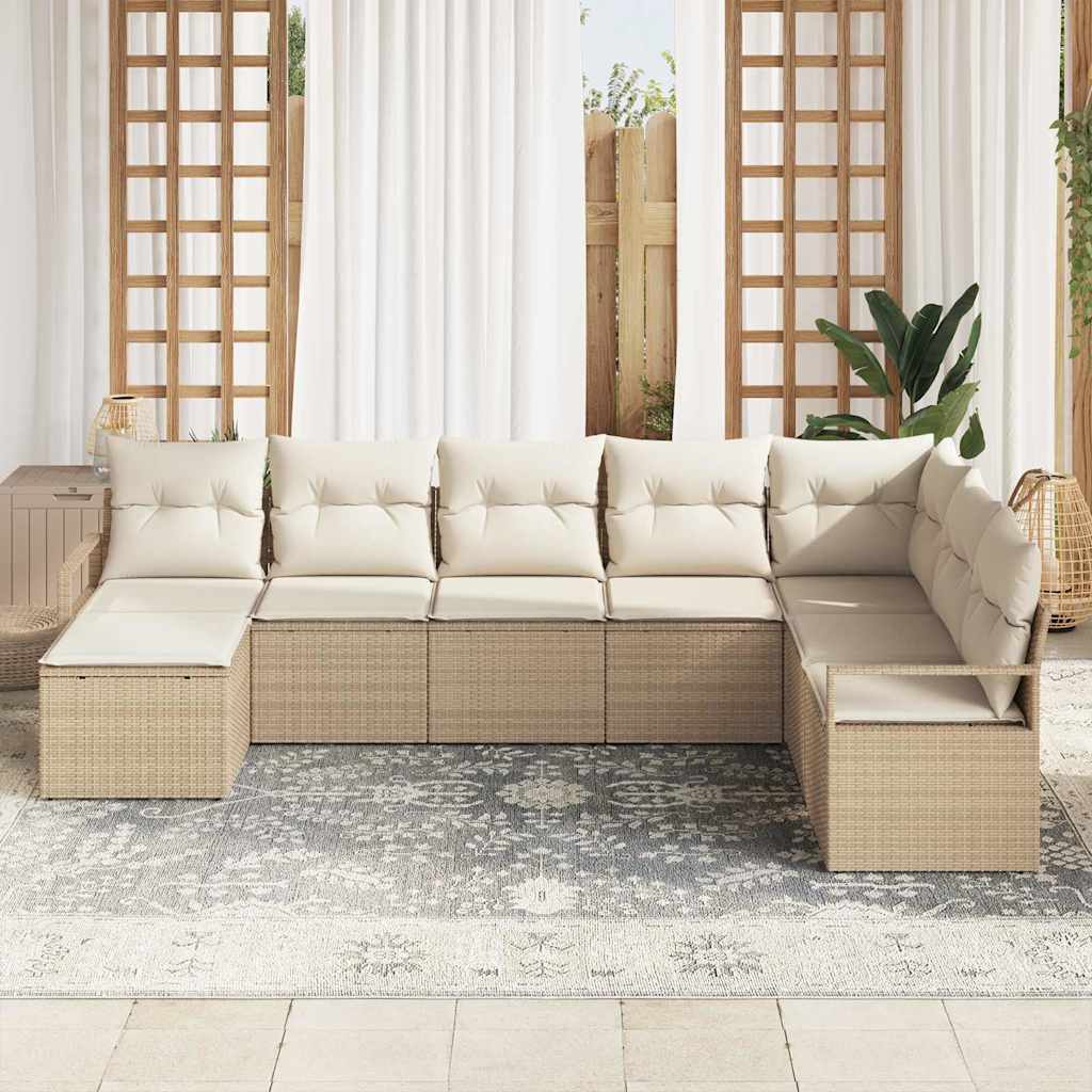 Garten-Sofa-Set mit Kissen mit Speicher 8 pcs Beige und Creme